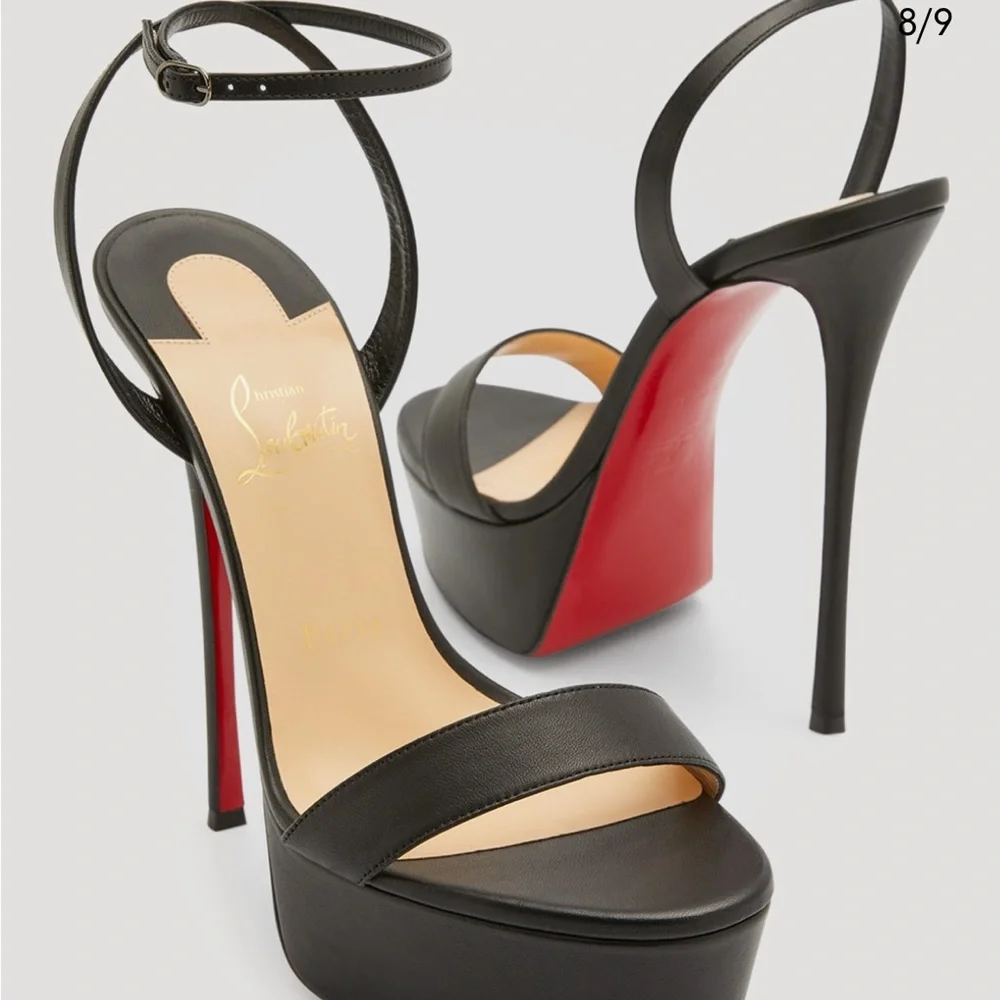 Christian Louboutin Black and Red Heels with Pointed Toe